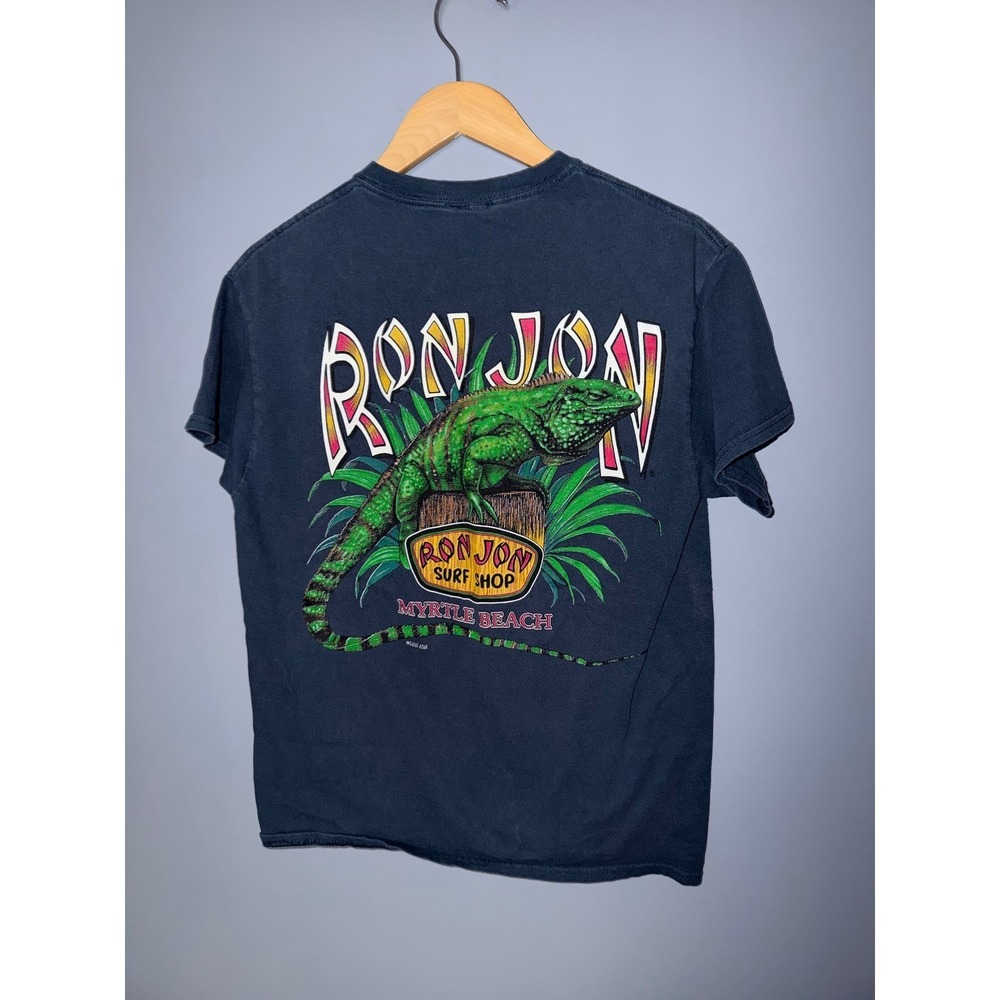 Ron Jon Surf Shop Myrtle Beach Iguana Graphic T-Shirt Navy Blue Mens Medium